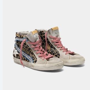 Golden Goose Cheetah High Top Slide Sneakers